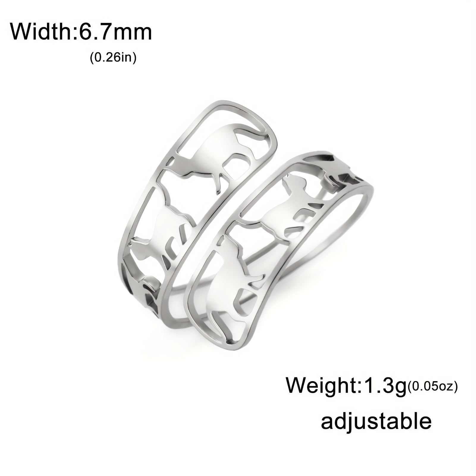 E-shop Kätzchen Laufring Offener Ring Hohles Design Schicker Katzenring Edelstahl Verstellbarer Ring Tier Haustier Ring Katzenliebhaber Geschenk