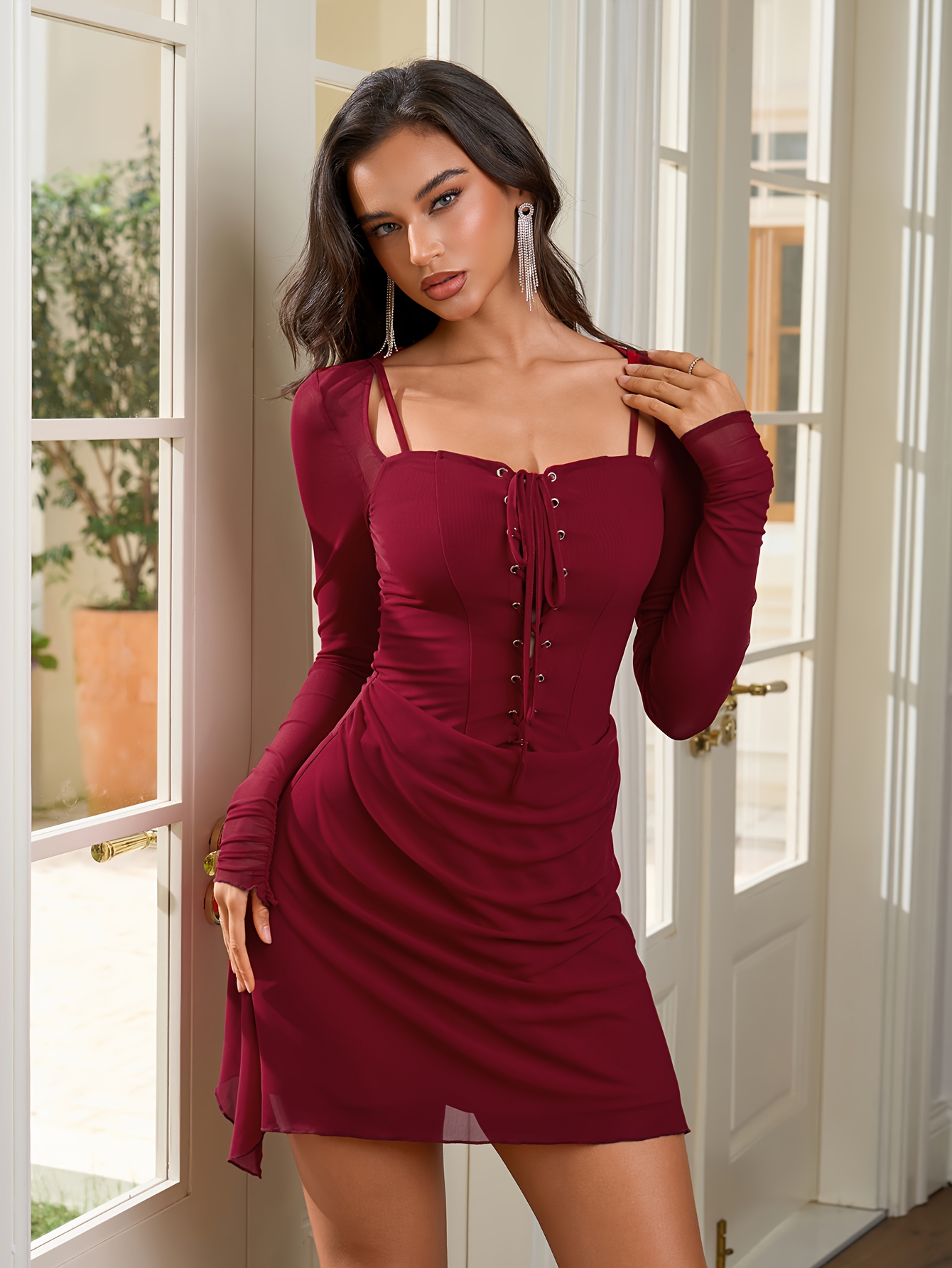 burgundy eyelet dress Thats So Fetch | Oaklee Dress | Burgundy