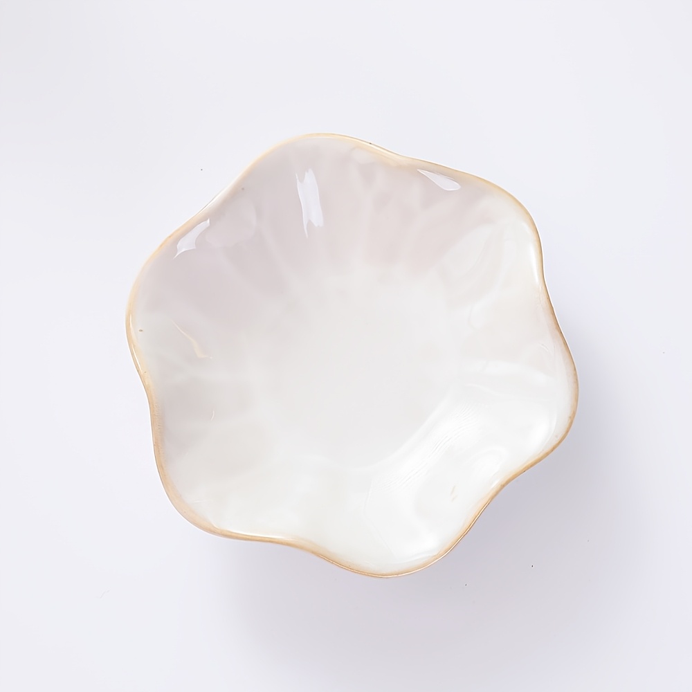 Image of 1pc Elegant Ceramic Flower Plate With Suitable For Jewelry, Cosmetics, Keys & Trinkets - Decorative Dishes For Home, Bathroom, Dresser, Desk - Multi- Tableware, Jewelry Trays
