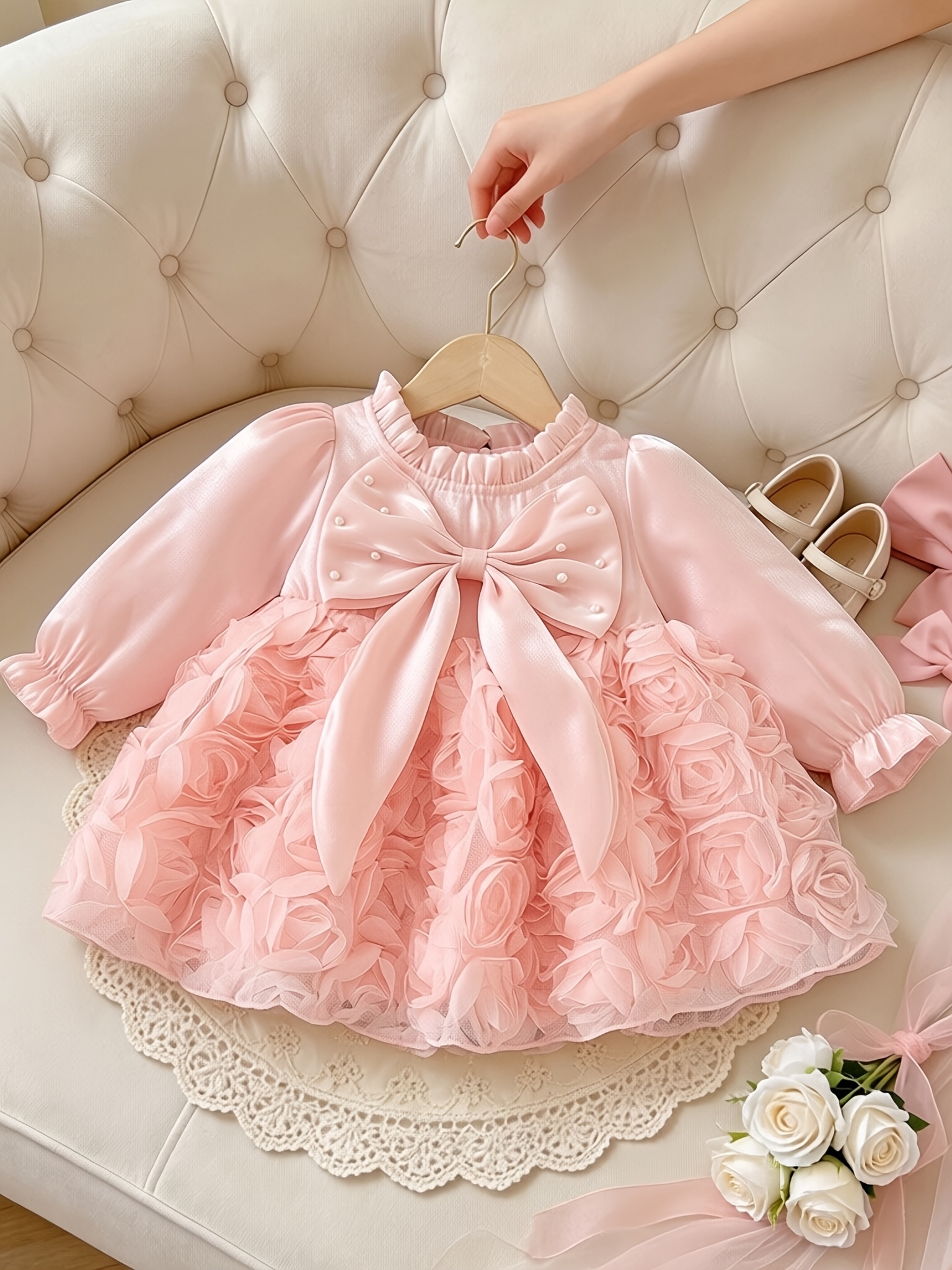 toddler formal dresses long sleeve girls autumn winter new dress lace collar bow the relaxed fit allows