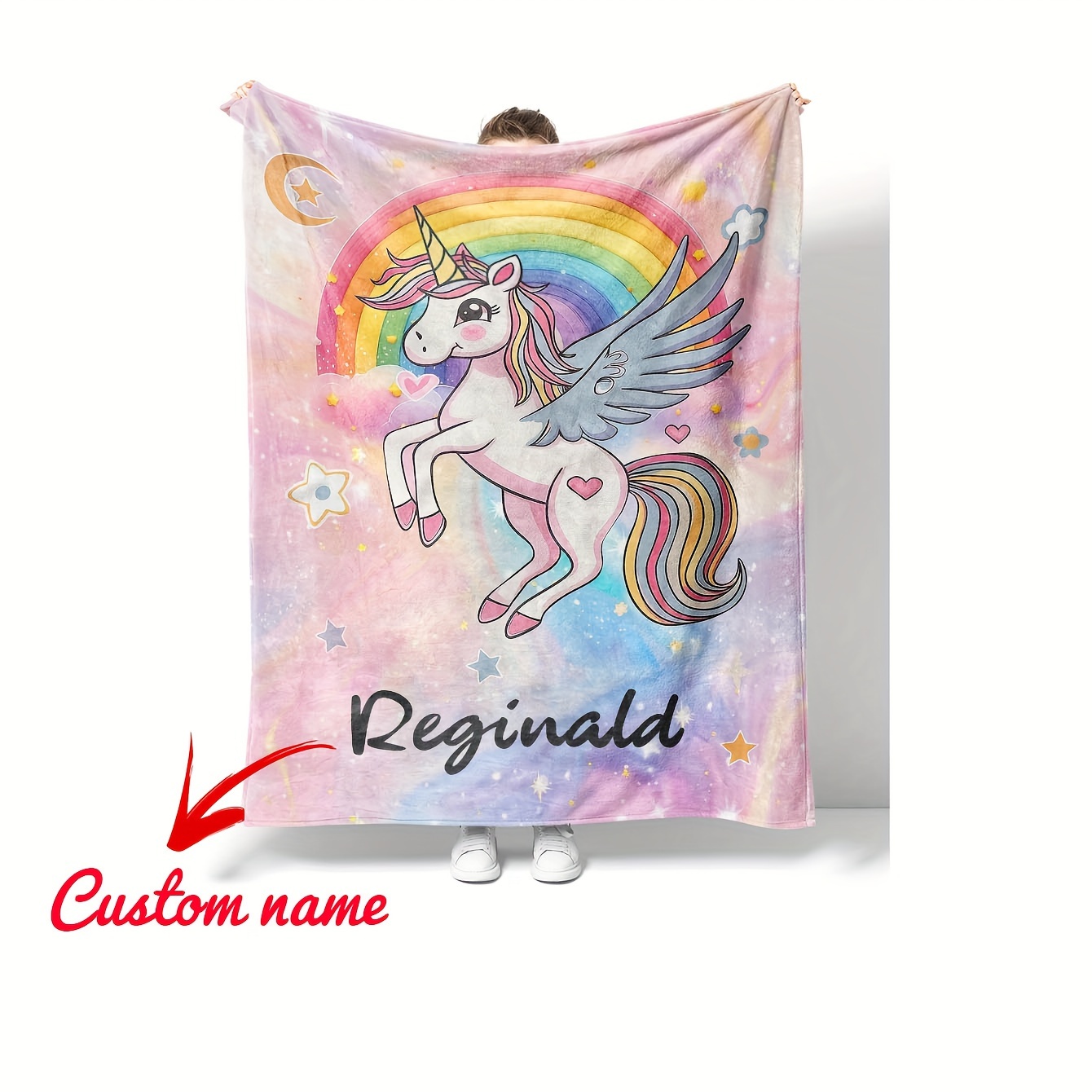 

Custom Name Personalized Unicorn Throw Blanket, Soft Cozy Flannel Fleece, Reversible Multipurpose For Bed, Sofa, Nap, Shawl, Home Decor - Birthday And Holiday Gifts