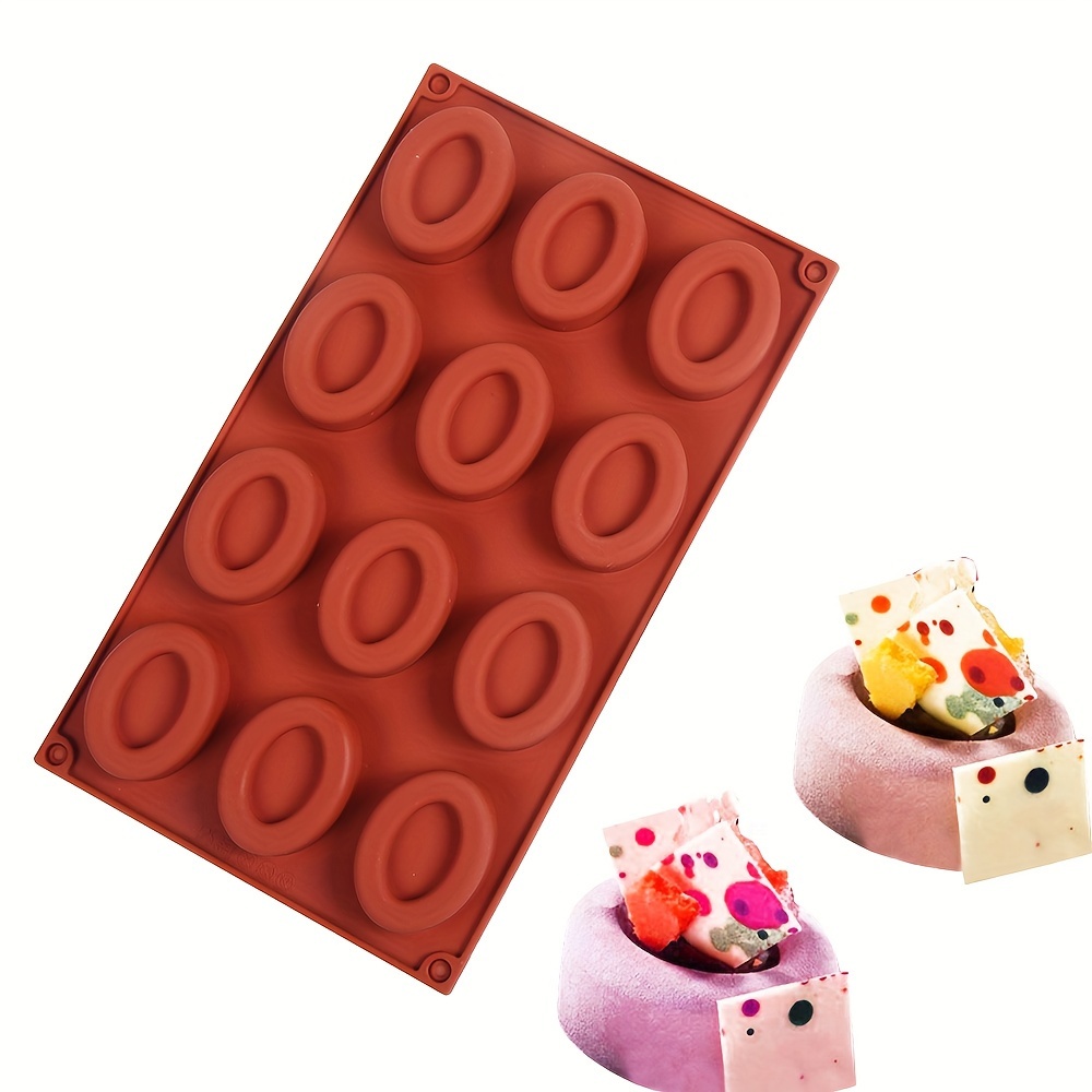 

Silicone Donut Baking Mold - 1pc 12-cavity Oval Pastry Cutter For Chocolate, Candy, Cake Decoration, Flexible Kitchen Baking Tool For Desserts