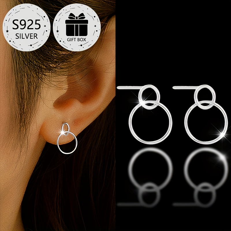 2pcs Geometric Circle Earrings 925 Silver 0.5g