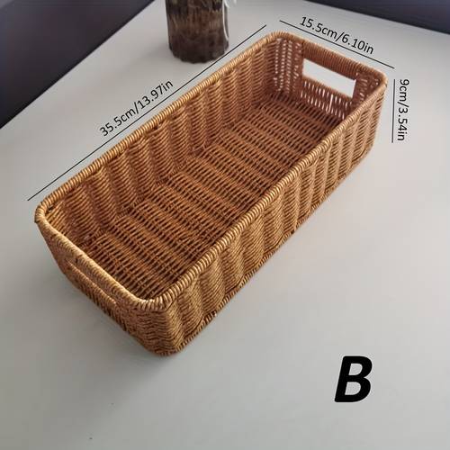 1pc rattan woven storage basket kitchen utensil holder rectangular cutlery organizer basket and storage kitchen accessories kitchen decor home decor
