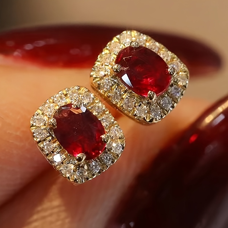Image of 1 Pair Of Women's Fashion Stud Earrings With Exquisite Oval Synthetic Inlay, Versatile For Banquet, Casual, And Daily Wear