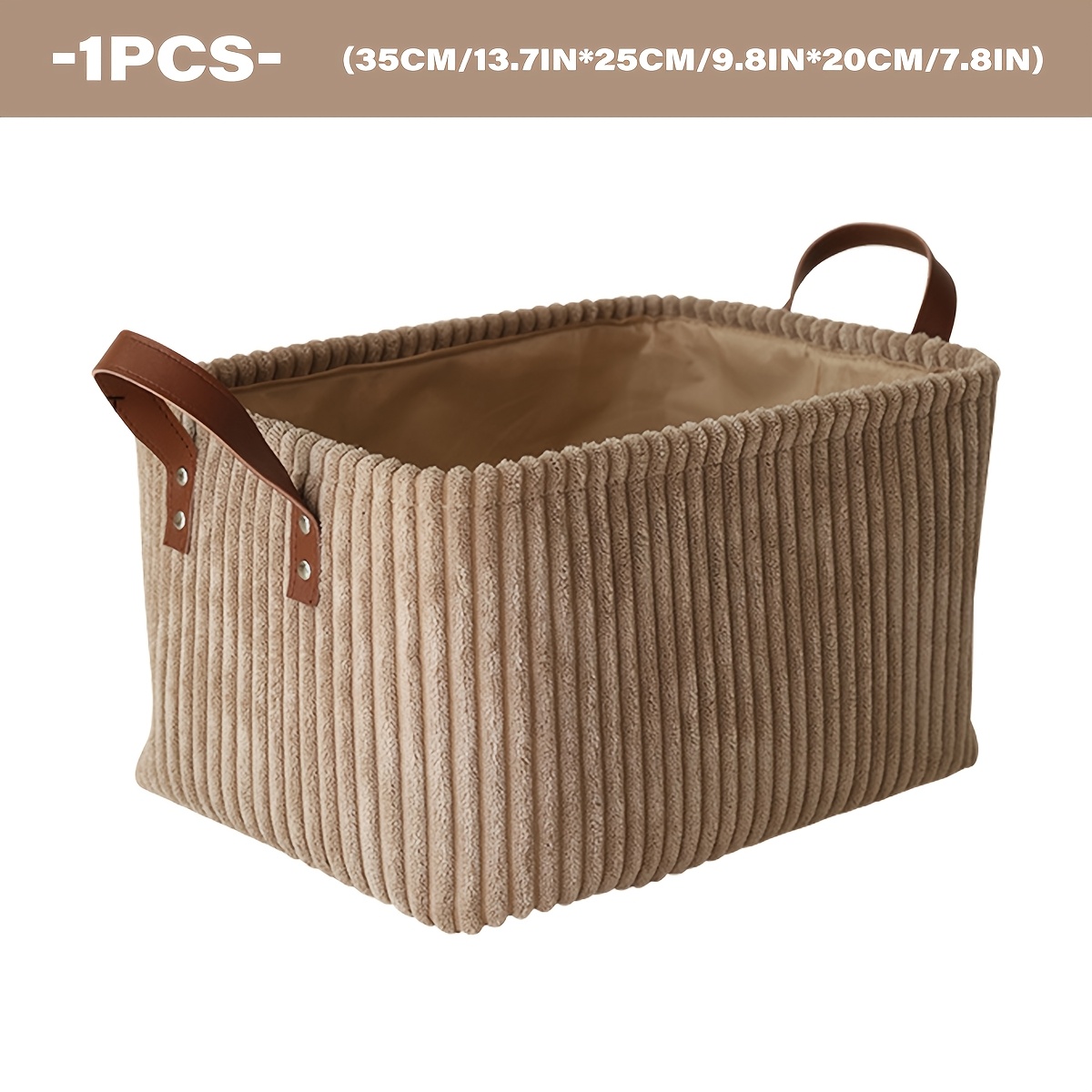 TEMU In , This Large-sized Corduroy Design Features A Multifunctional Wardrobe Organizer Drawer Basket. A Foldable Storage Bin, Suitable For Clothing