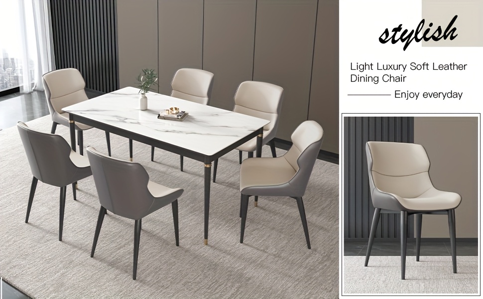 kitchen dining chair 2pcs set modern pu leather cushioned metal legs ergonomic chair suitable for indoor kitchen chairs in restaurants kitchens living rooms and breakfast rooms easy to assemble details 0