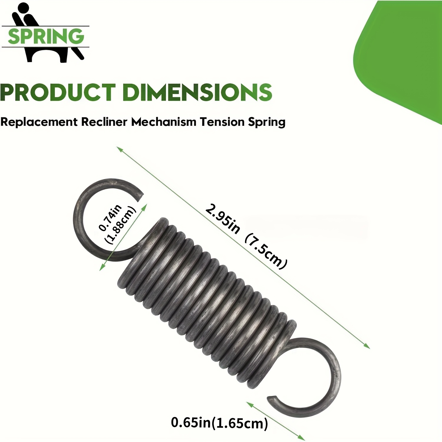 HYKE 3-5/8 Inch Ecline Eplaent Mechanism, Long Neck Hooked Extension Springs Recliner Spring Replaent Parts Furniture Replaent Parts 2 Pack%2f16480656273