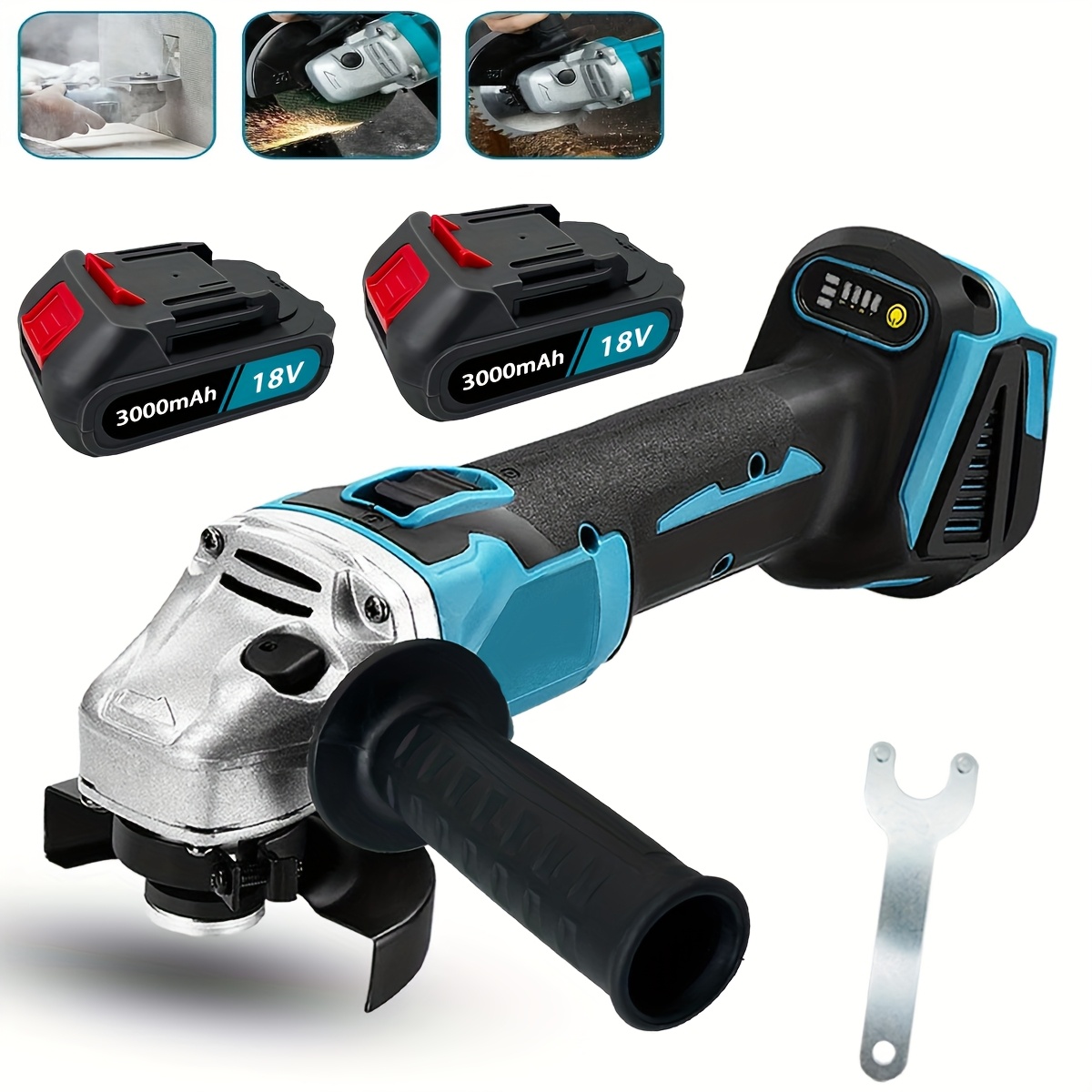 125mm Cordless Brushless Angle Grinder, For Grinding, Sanding, Polishing, Separating, With 2x 3000mah Batteries, Compatible With Makita Battery