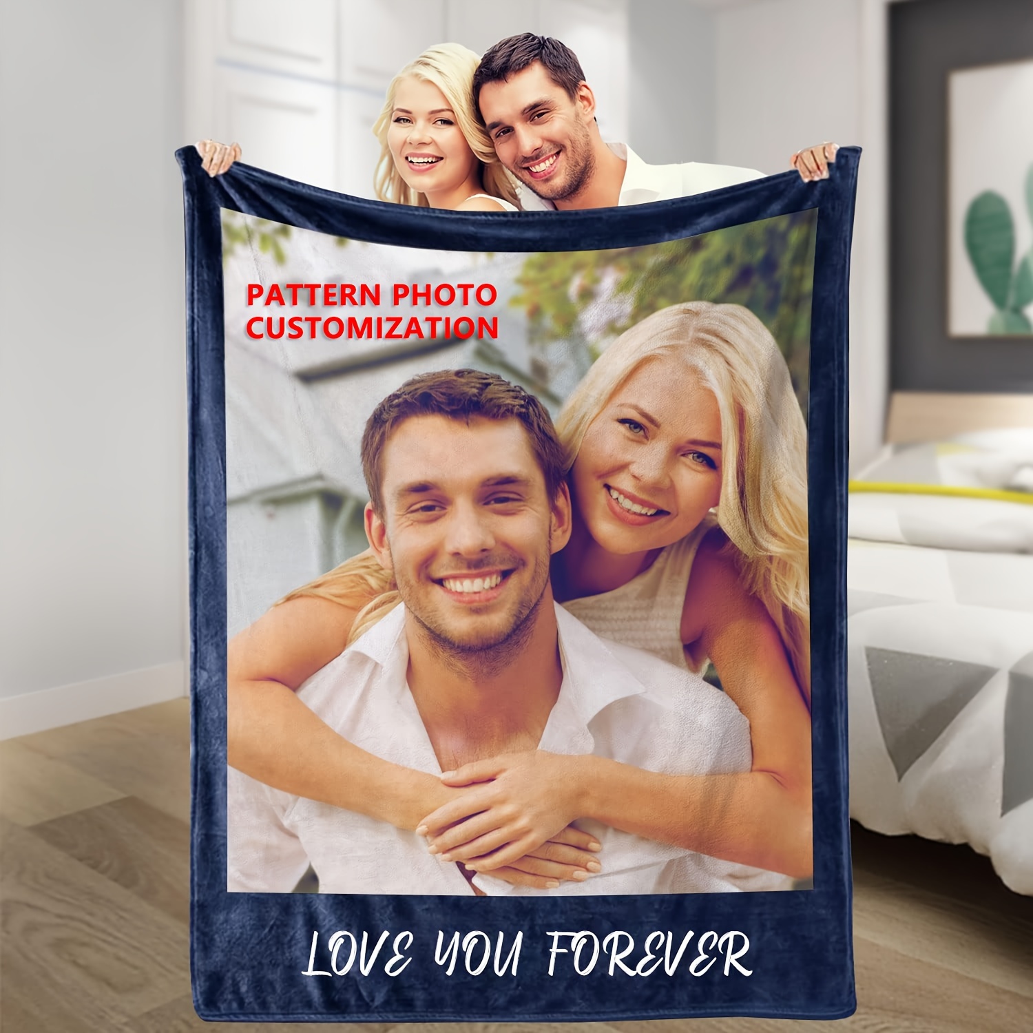 

1pc Custom Blanket With Photos Mother's Day Father's Day Couples Blanket With Pictures Personalized Gift Men's Wife Ladies My Boyfriend I Love You