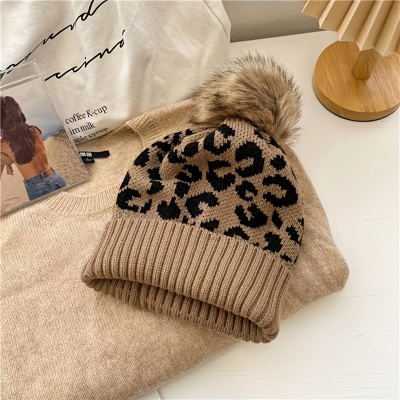 

Chic Leopard Print Beanie - Stretchy, Lightweight & Warm Knit Hat For Women | Thanksgiving & Outdoor Activities