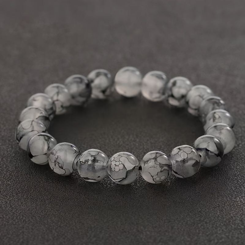 

Gray Glass Bead Bracelet - Stylish Accessory For Men