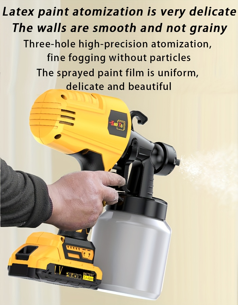 2025 Nieuw Model Verfspuitpistool - Accu-aangedreven Hogedrukspuit met Makkelijk Schoonmaaksysteem, voor Binnen- en Buitenmuren & Houten Oppervlakken, DIY Verfproject (Accu-aangedreven, Geen Compressor Nodig) - Kerstcadeau