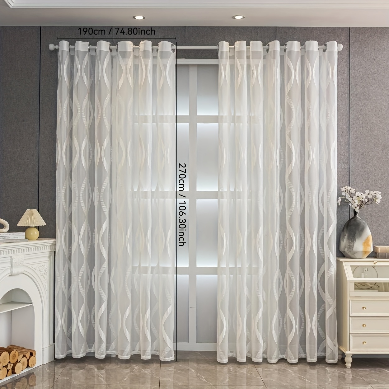 TEMU 1pc Of European- Jacquard Semi-transparent Curtain. And Elegant Jacquard Curtain Is Suitable For Decorating Living Rooms And Bedrooms. It Has