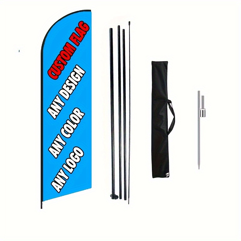 

Customizable Feather Flag Banner Kit - 134"x27.5" Outdoor Advertising, Personalize With Your Own Design, Includes 181" Flagpole, Stainless Steel Ground Spike Or & Carry Bag For Business Promotion