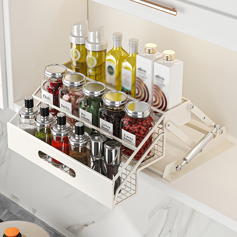 TEMU Features A Built-in Spice Rack, Air Rod, Shelf, And Spice Storage Shelf. Adjustable And Extendable, In Black And White Options