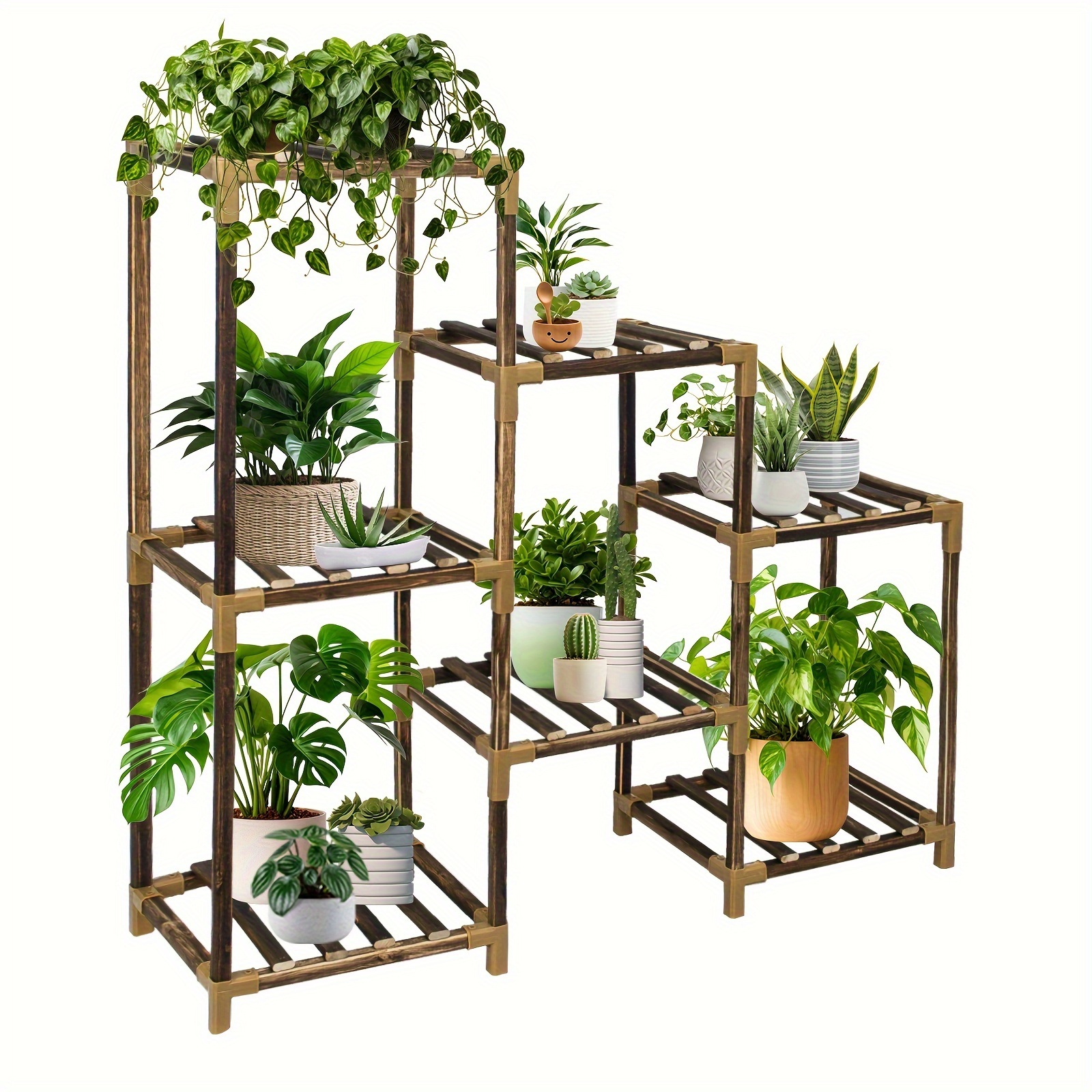 

Plant Stand Indoor Shelf, Outdoor Wood Plant Rack For Multiple Plants, Living Room Patio Boho Home Decor, Gardening Holder