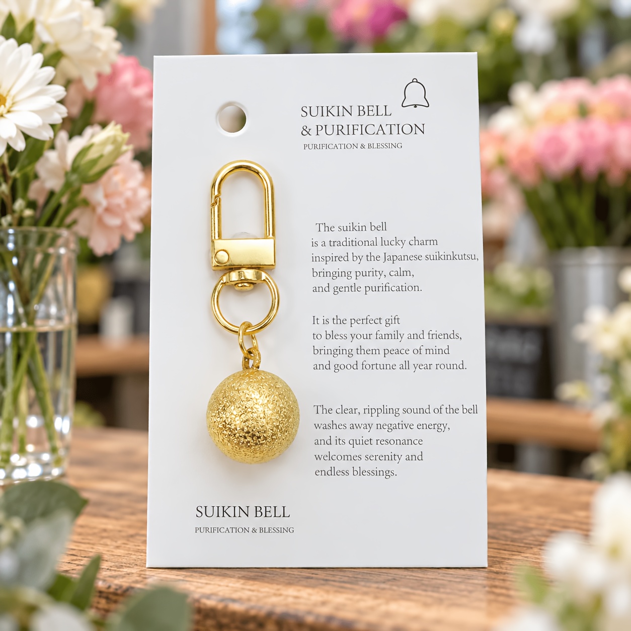 TEMU Wrinkle Golden And Silvery Bell Keychain, Lobster Clasp, Ringing Bell, Round Ball Pendant, Matching Cardstock Paper, Universal Decoration For