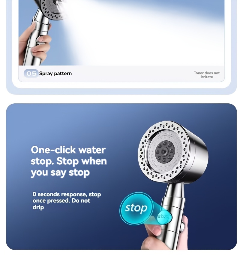 1pc german quality high pressure handheld shower head with 5 adjustable built in filter easy wall mount installation polished ideal for luxurious bathroom showers new years gift shower accessories for shower use Product details 9