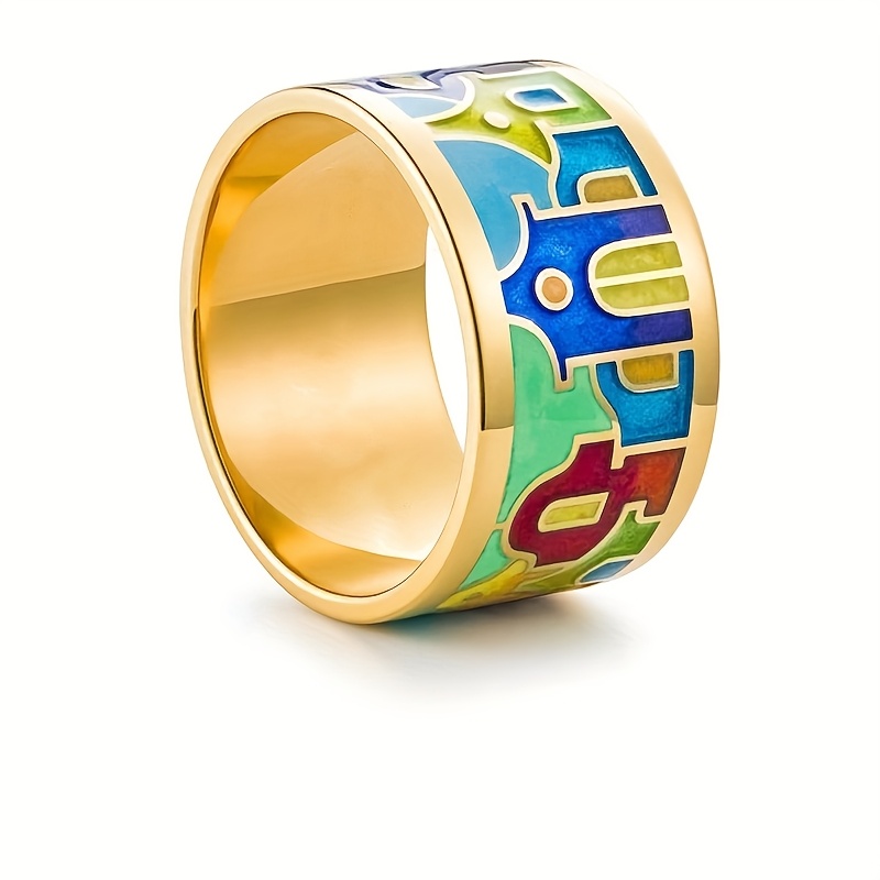 TEMU Bague large pour femme, 1 pièce, bague large créative à émail de dessin animé, bijou bague accessoire pour femme pour , les loisirs et les fêtes