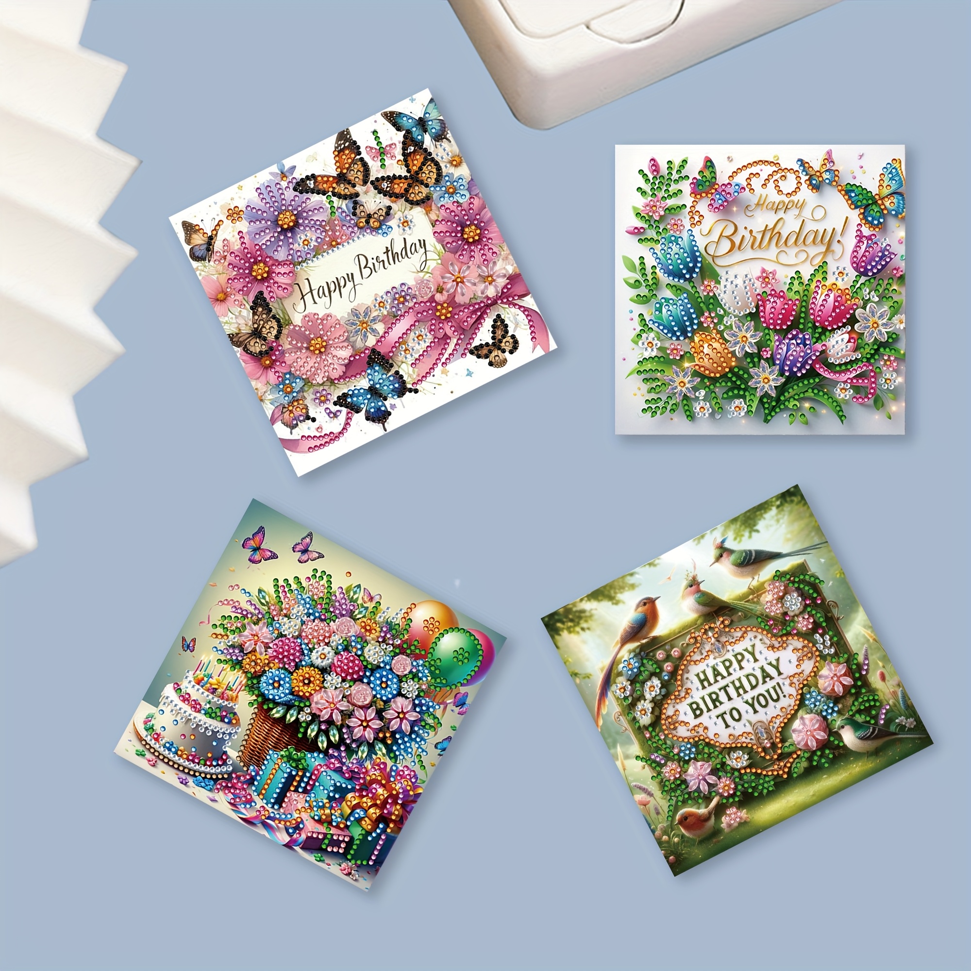 

6-pack Diamond Painting Greeting Cards Kit, Floral Design, Handmade Craft Cards With Envelopes, Diy Cards For Birthday Wishes, Unique Gift For Family, Friends, And Elderly