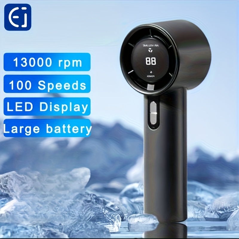 1pc Ultra-Portable 13000rpm Handheld Cooling Fan - 100-Speed Adjustable, 20?C Cooling, USB Rechargeable with Long Battery Life, 36V Safe Operation for Home, Office, Travel, Portable Fan, Sleek Design, Durable Construction