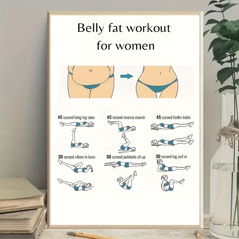 28-day belly challenge calendar canvas poster with wooden frame