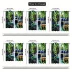 2pcs waterfall landscape print curtains rod for easy hanging vibrant forest cascading water scene living room bedroom office durable polyester fabric rod not included