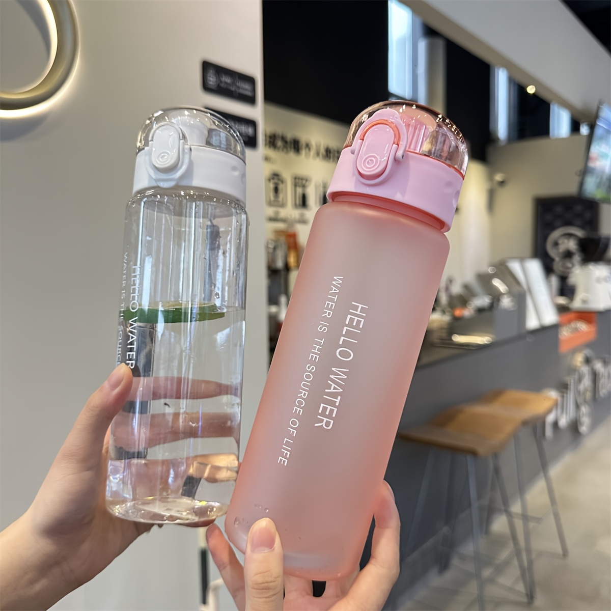 780ml BPA-Free Sports Water Bottle with Time Marker & Motivational Quotes - Large Capacity, Portable, Leak-Proof Flip Lid for Outdoor Activities, Gym, or Daily Hydration (Blue & Pink), Outdoor Hydration Bottle | Gradient Design Bottle
