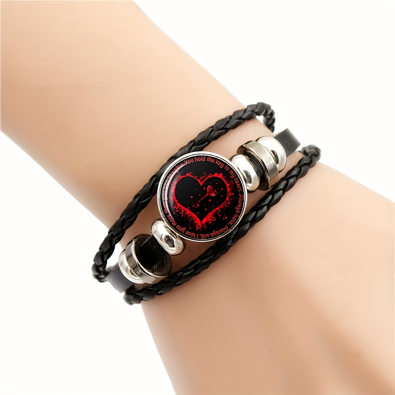 Men's Romantic Heart & Key Bracelet, Party Accessory