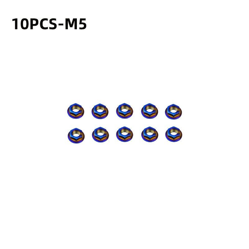 TEMU 10/20 pezzi M5/M6/M8/M10 Dadi esagonali in acciaio inossidabile - a flangia blu fiamma antiscivolo, rilassato e resistente, fissaggio in metallo
