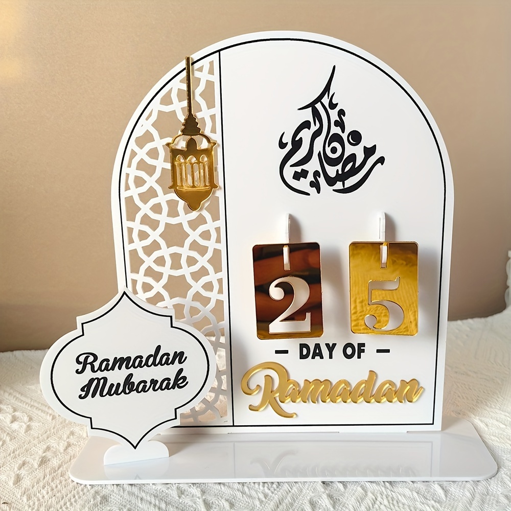 Calendario Ramadán, decoración Eid Mubarak, cuenta regresiva, calendario de  Ramadán 2024, decoración de ramadán con superficie de espejo acrílico, Eid