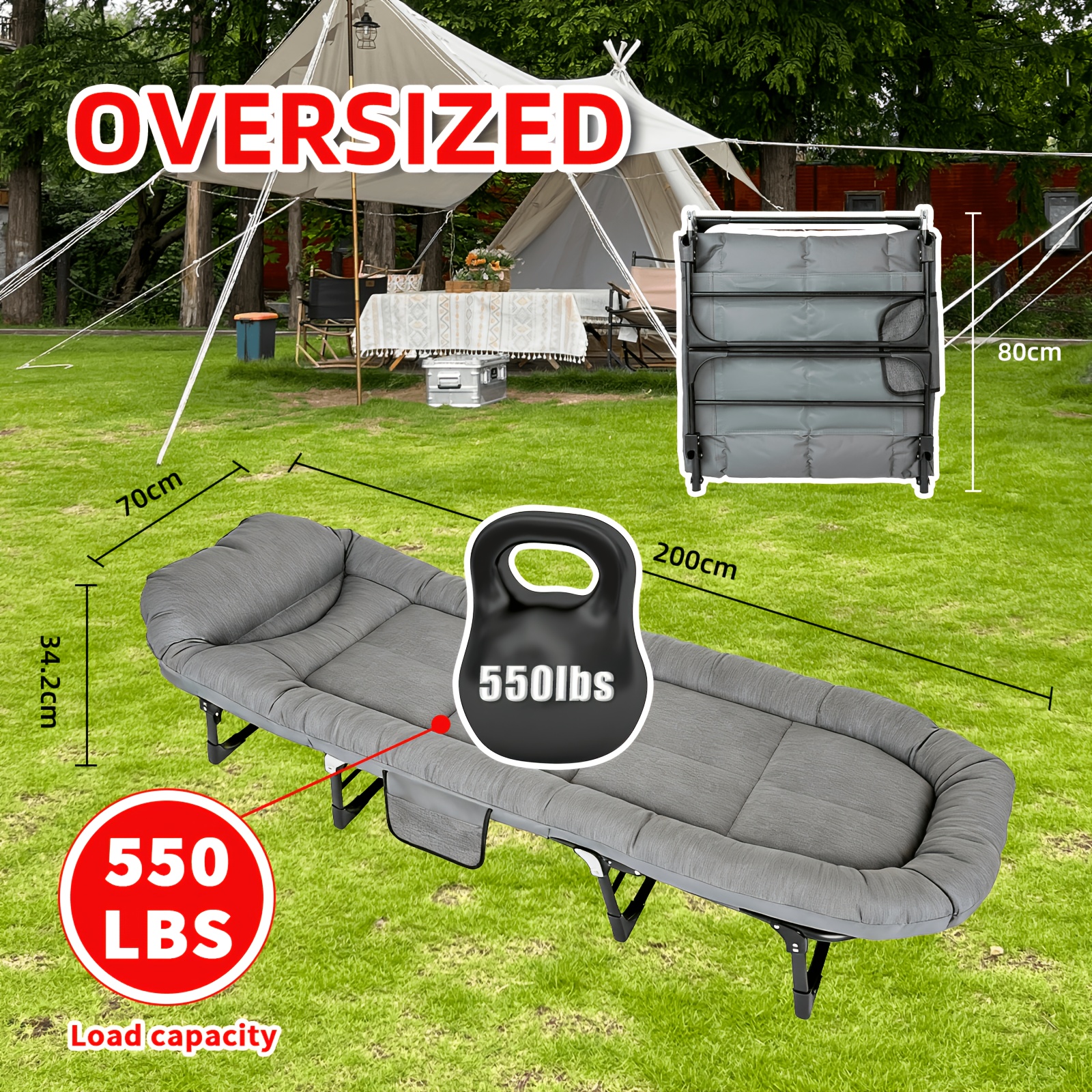 Image of Niceway Folding Lounge Chair That Bed, With Size Range Of 180 Cm To 200 Cm, A Load-bearing Capacity Of 330 Lbs To 550 Lbs, Adjustable Backrest, Equipped With Side Pockets And Headrest