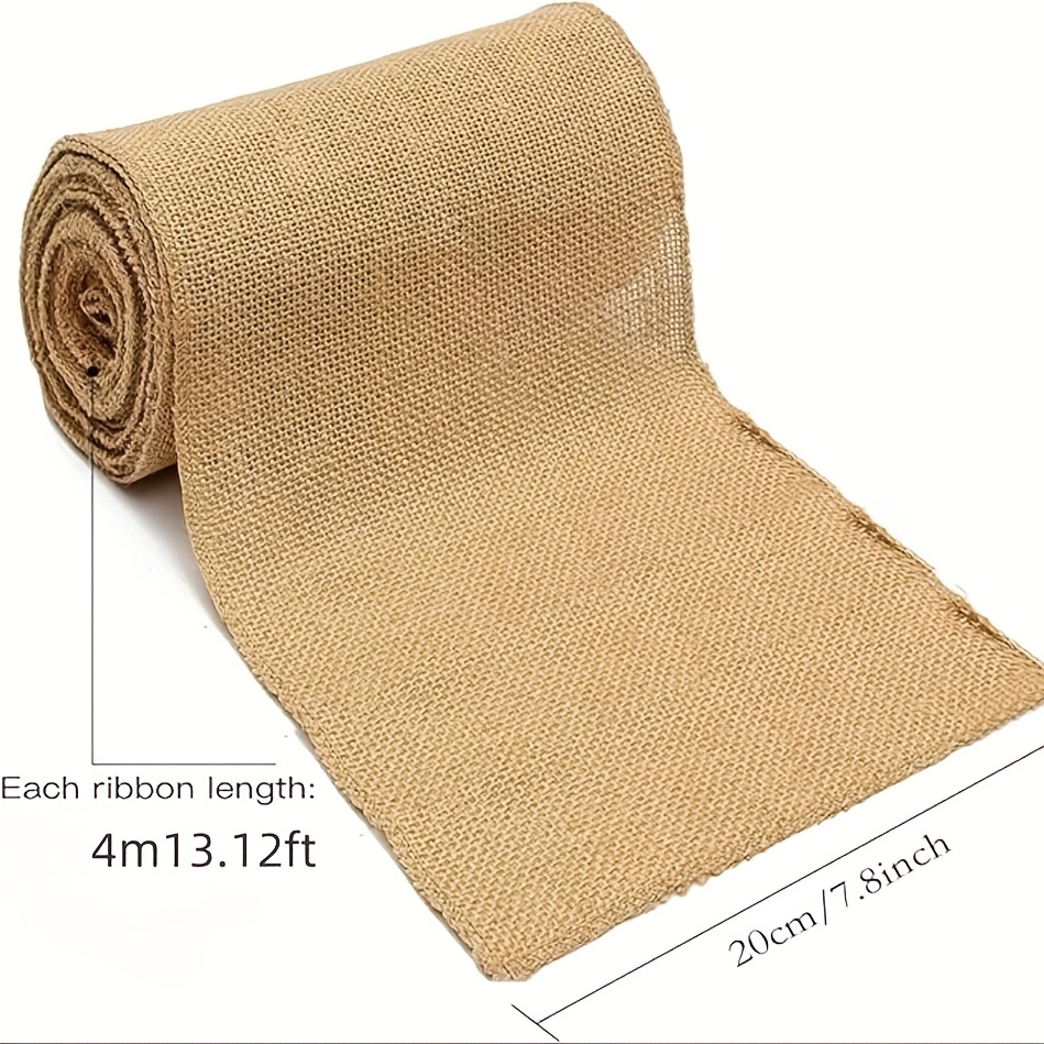TEMU Hessian Brown Linen Fabric Roll Measuring 10/15/20 Cm Wide And 4 Meters Long - Suitable For Crafts, Christmas Tablecloths, Chair Drapes, Wedding