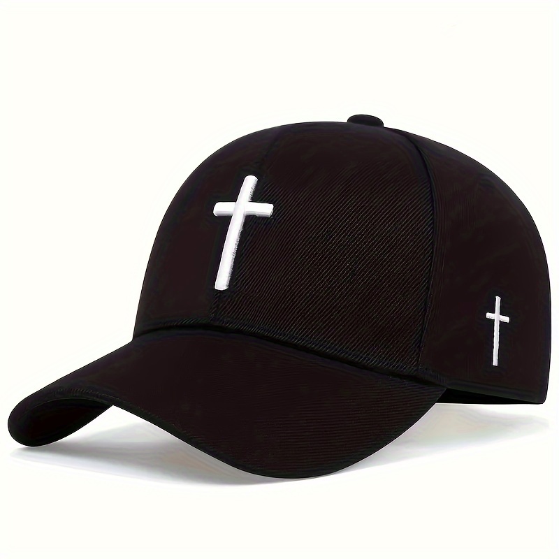 1pc adjustable breathable baseball cap lightweight casual hip hop style with white cross logo unisex design for outdoor sports halloween party accessories perfect gift for men women adjustable baseball cap sports cap trendy headgear 1