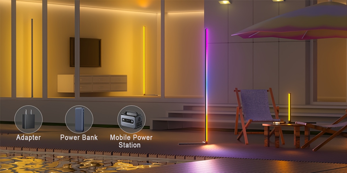 Smart RGB+White LED Floor Lamp with Music Sync, App control Modern Adjustable Gooseneck Corner Light for Gaming Room, Living Room, Party, RGB Color Changing Mood (/Metal)