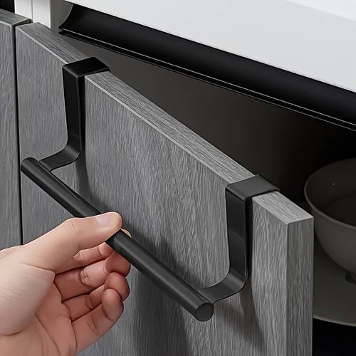 1pc elegant stainless steel towel bar stylish no drill door mounted towel rack bathroom and kitchen towel storage durable space saving shelf