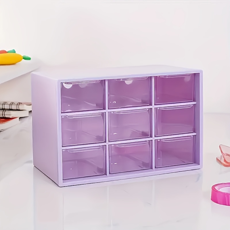 item picture 2026 latest 9 section organizer stylish storage container plastic organizer versatile drawer separator ideal for on the go stickers and additions makeup lip products hair additions etc great for christmas and valentines celebrations