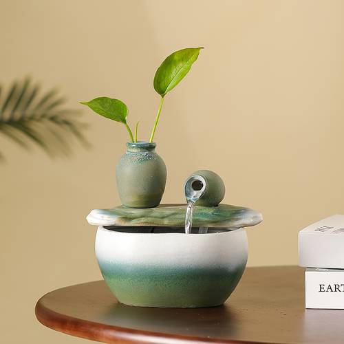 item picture a usb powered ceramic fountain for your desk this mini waterfall decoration is stylish and easy casual interior decor in offices bedrooms or bars a touch of greenery to the atmosphere