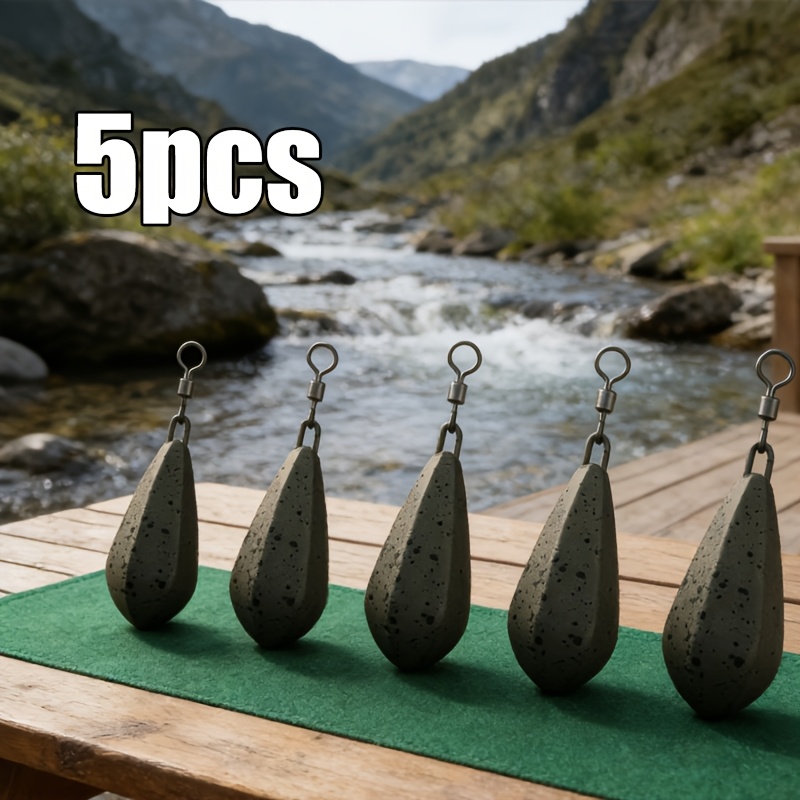 Image of Set Of 5 Carp Fishing Sinkers, Inline Weights For Carp Rig , In Sizes From 42g To 128g, Essential Additions For Carp Fishing, Including Lead Weights And Terminal Tackle