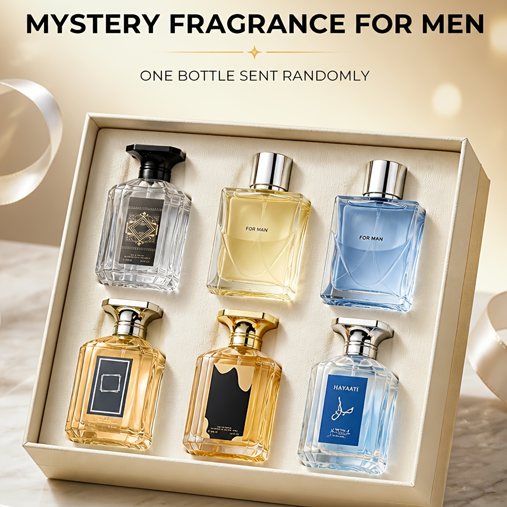 Surprise Men's Cologne Random 1 Bottle 100ml Long Lasting Eau De Parfum, 6 Kinds Ocean Fresh Fragrances Random , Portable Fine Mist Perfume For Dating Trip, Luxury Glass Bottle Surprise Gift For Men