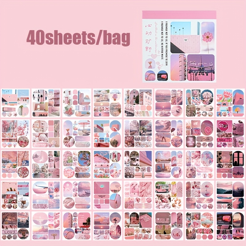 E-shop 40 Blätter/Beutel Serie Landschaftsaufkleberbuch Geeignet für Scrapbooking, Handwerkskunst Bürobedarf, Planer, Notizbuch Dekorationsgeschenke