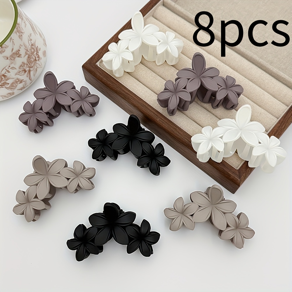 E-shop 4/8 Stück matte Drei-Blumen-Haarklammern mit Textur, geeignet für den täglichen Gebrauch und mittlere Haarstärke