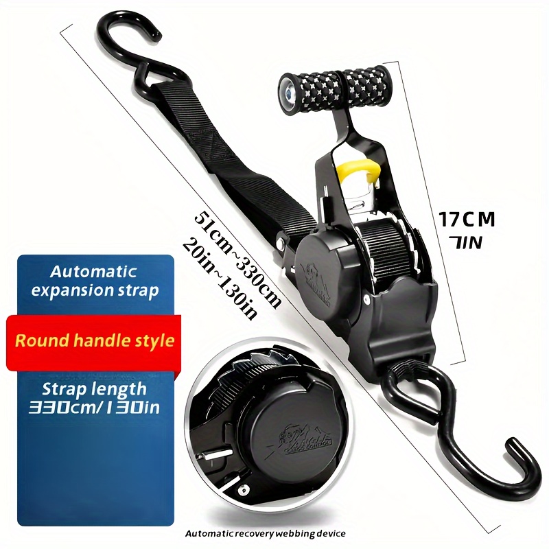 TEMU Retractable Auto Ratchet Strap Automatic Shrink Bundle Tape Retractable Belts For Motorcycles Luggage Straps