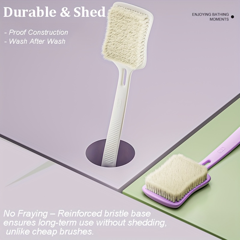 2 pack extra long handle bath brush with ergonomic   scrubber for exfoliation deep cleaning firm bristles for dead skin removal hanging hook for shower storage ideal for seniors   mobility Product details 3