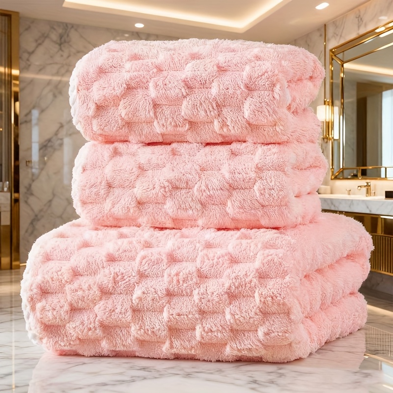 TEMU 3-pack Waffle Bath Towels/towel, Super Absorbent & Quick-dry, Large Bath Towels, Women's Bath Towels, Bathroom Towels, Face Towels, Wrap Towels,