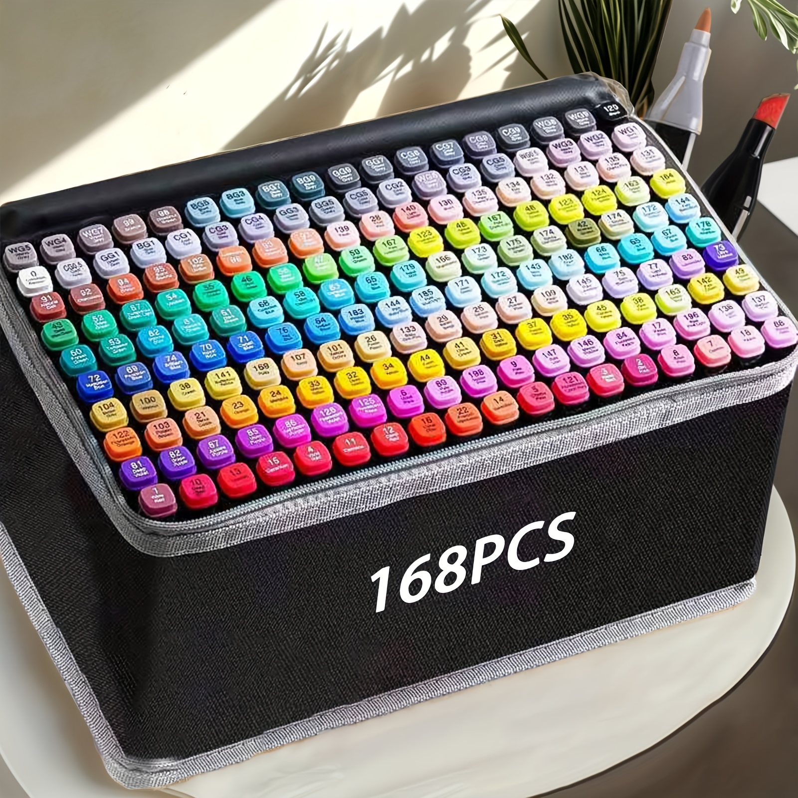 80 120 168 colors alcohol markers set dual tip art markers with stand 168 alcohol markers set with shoulder strap permanent blending marker pens   for drawing painting sketching illustration gifts suitable for professional art use