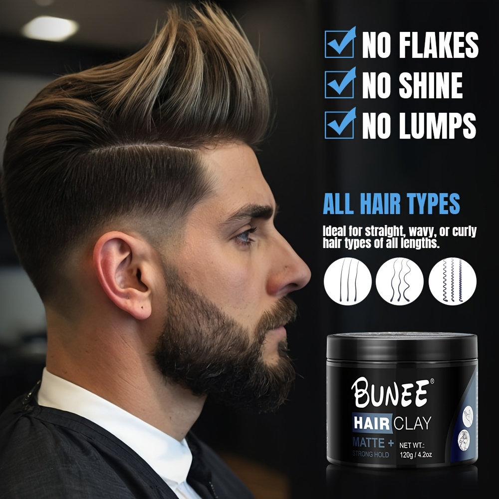 BUNEE Pâte à Cheveux Mat pour Hommes - Tenue Forte, Formule Hydrosoluble, Stylage Longue Durée, Sans Écailles/Résidus, Facilement Lavable, Tous Types de Cheveux, 4.2oz Le Cadeau Idéal pour la Fête des Papas