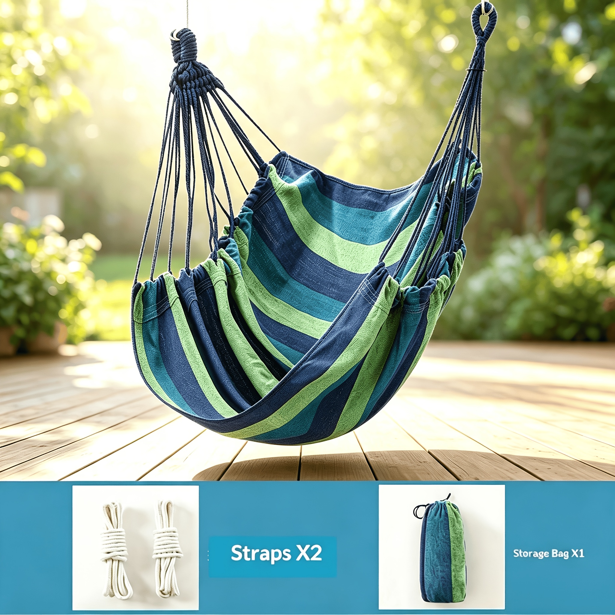 TEMU 1 Set Portable Indoor/outdoor Hanging Swing Chair, Comes With 2 Ropes And 1 Storage Bag, With A Weight Capacity Of 400 ; Suitable For Outdoor