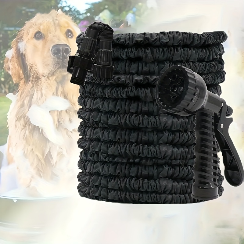 

Durable Expandable Garden Hose With 7-mode Nozzle For Dog Cleaning, Plant Watering, Car Wash, And Pet Shower